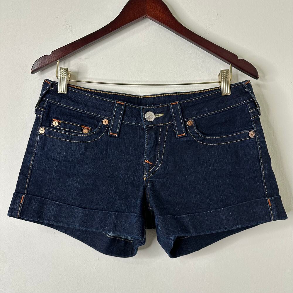 29 True Religion Allie Cuffed Denim Shorts Low Rise Y2K US Made Elena Gilbert - Picture 2 of 8